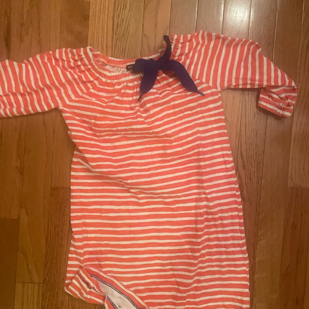GAP Kids Striped Orange and White Striped Dress with Bow